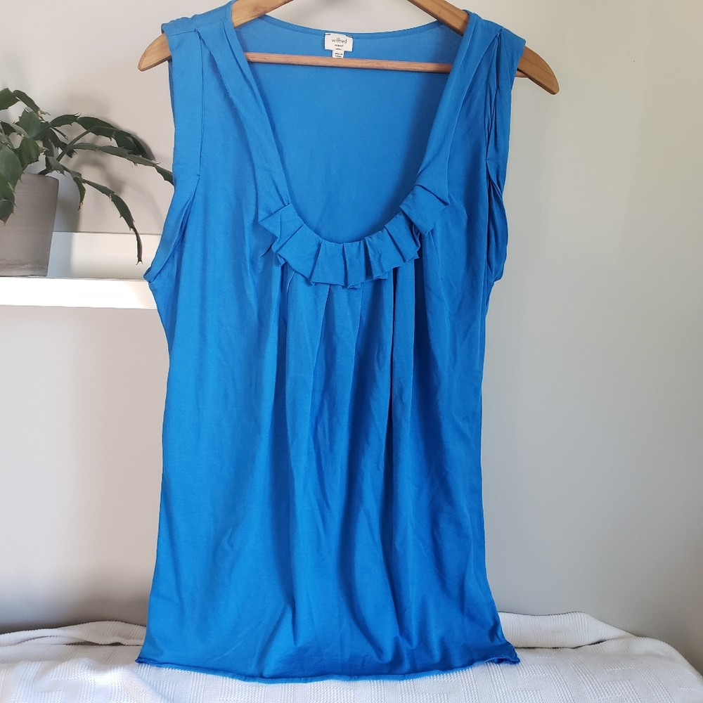Wilfred Aritzia Ruffle Scoop Neck Jersey Top Blue Size XS